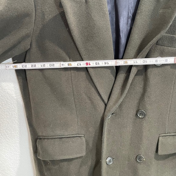 Roberto Vasalli Men Wool Cashmere Double Breasted Overcoat 42 Army Olive Green - Picture 5 of 16